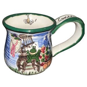 Blue Sky Clayworks Ceramic Gardener Mug Weeders Welcome Green Thumbs Club Vtg